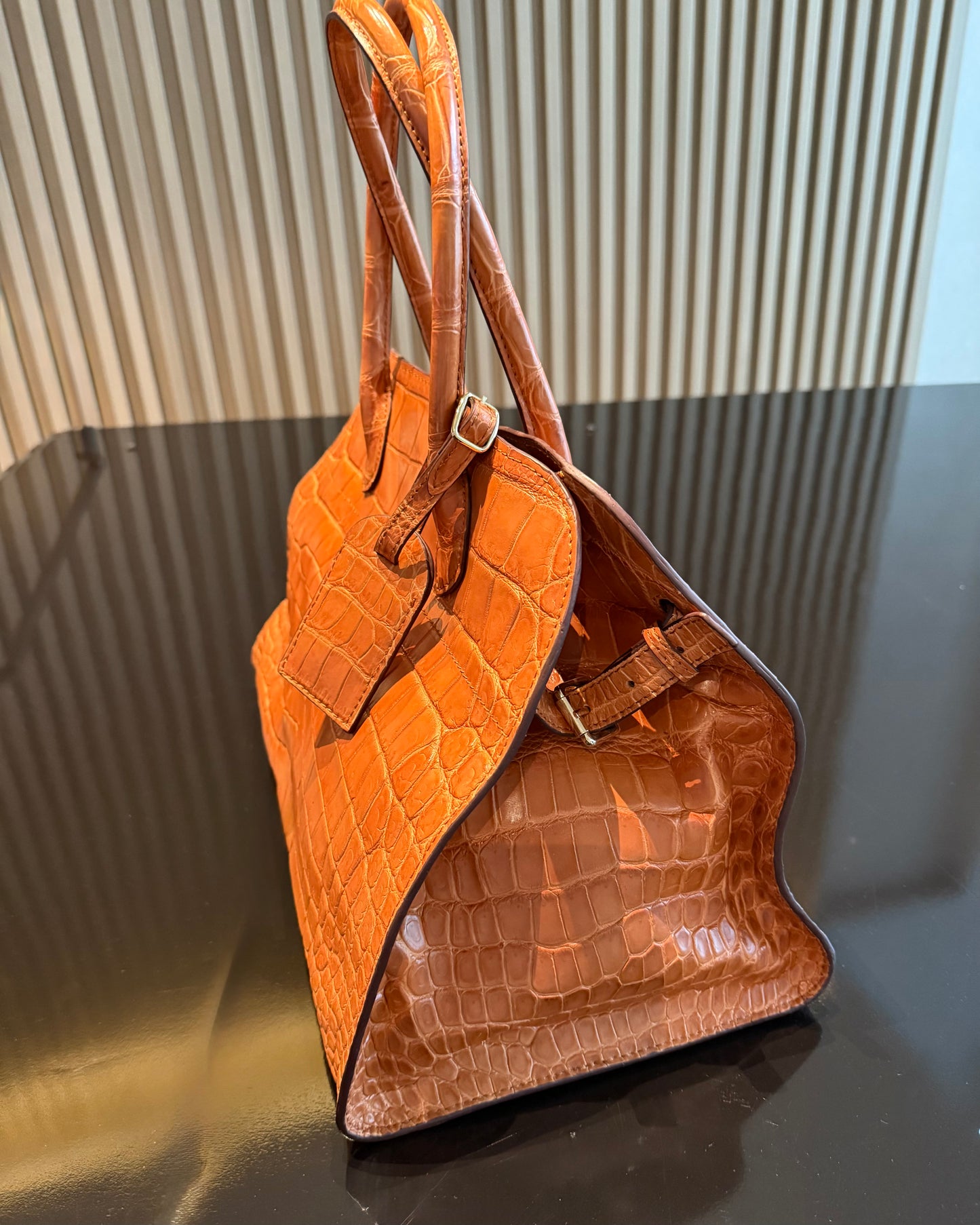 Rowena Handbag in Cognac Crocodile Skin