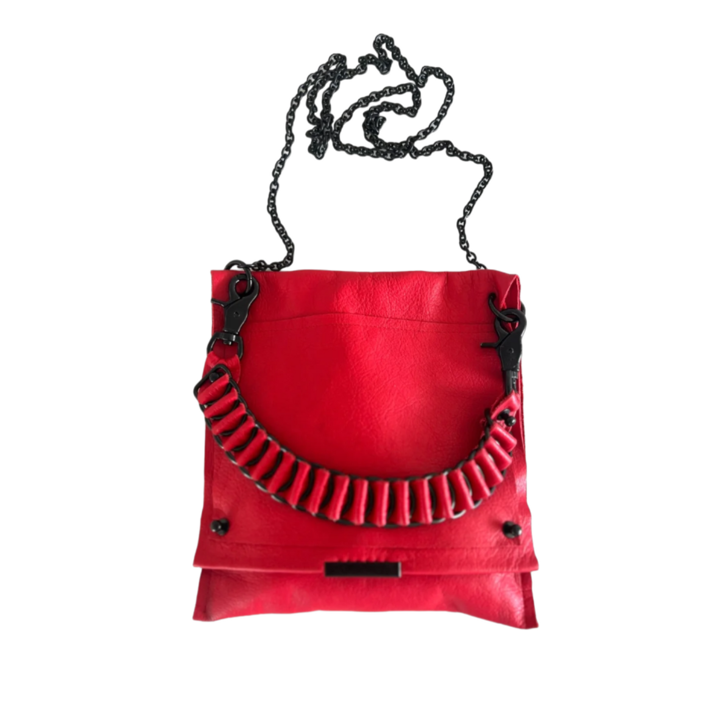 Red Leather Tassel Crossbody Bag