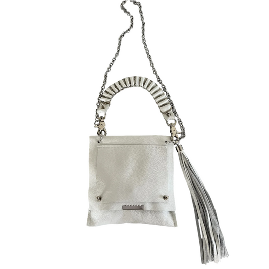 White Leather Tassel Crossbody Bag