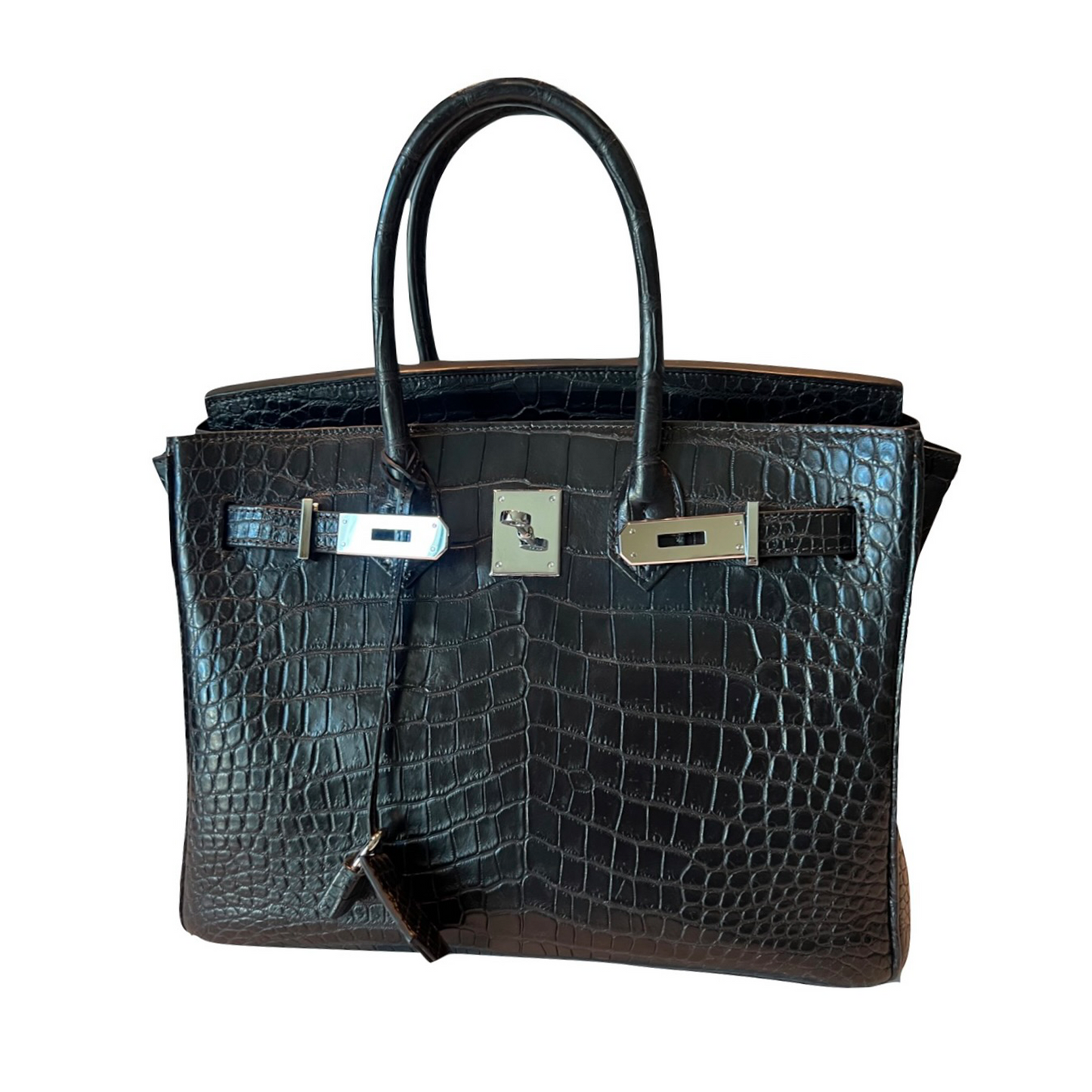 Duchess Handbag in Black Matte Crocodile Belly Skin