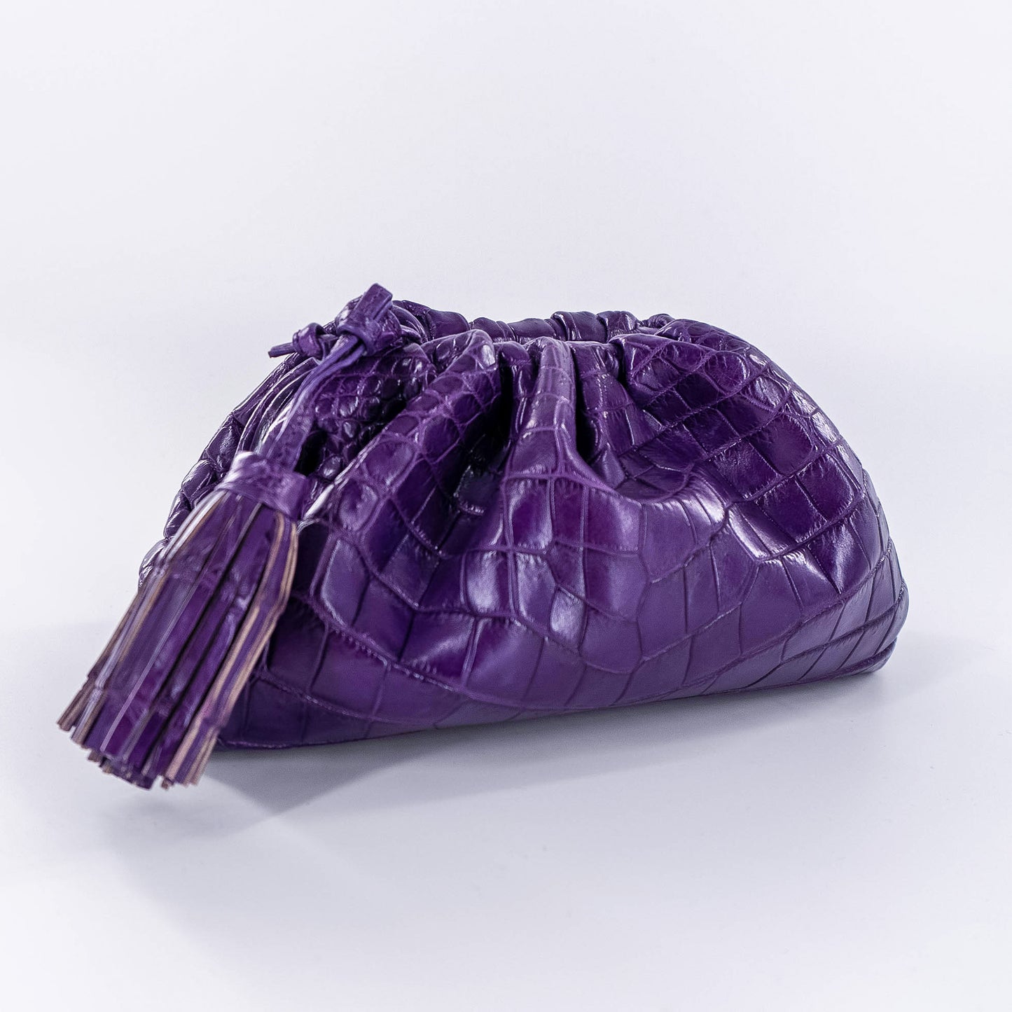 Cloud Clutch in Purple Crocodile Belly Skin