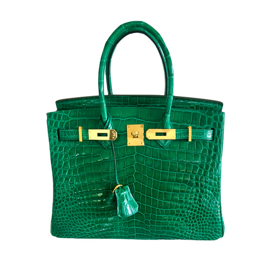 Duchess Handbag in Shiny Green Crocodile Belly Skin