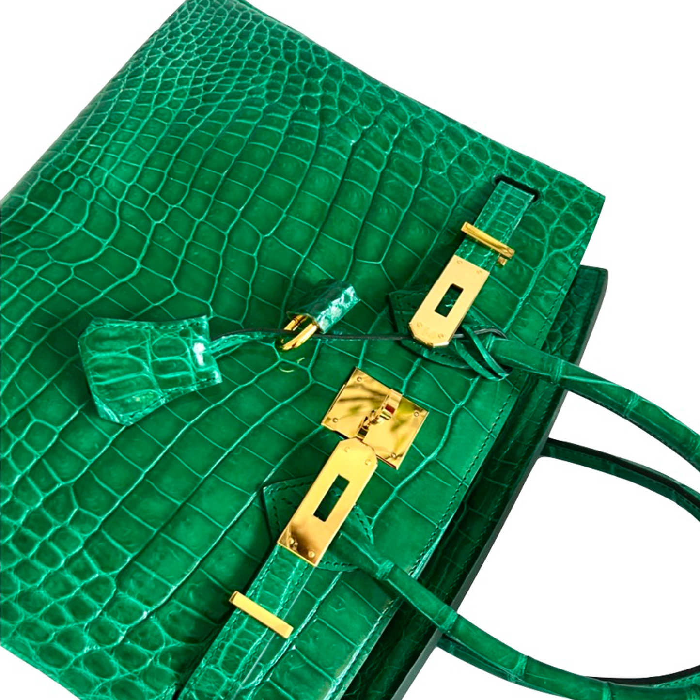 Duchess Handbag in Shiny Green Crocodile Belly Skin