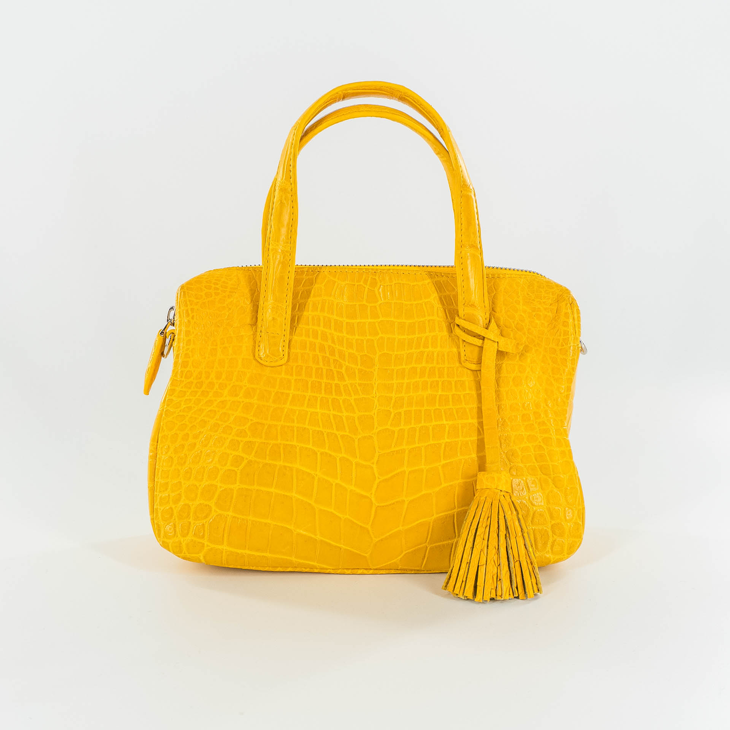 Lily Handbag in Matte Yellow Crocodile Belly Skin