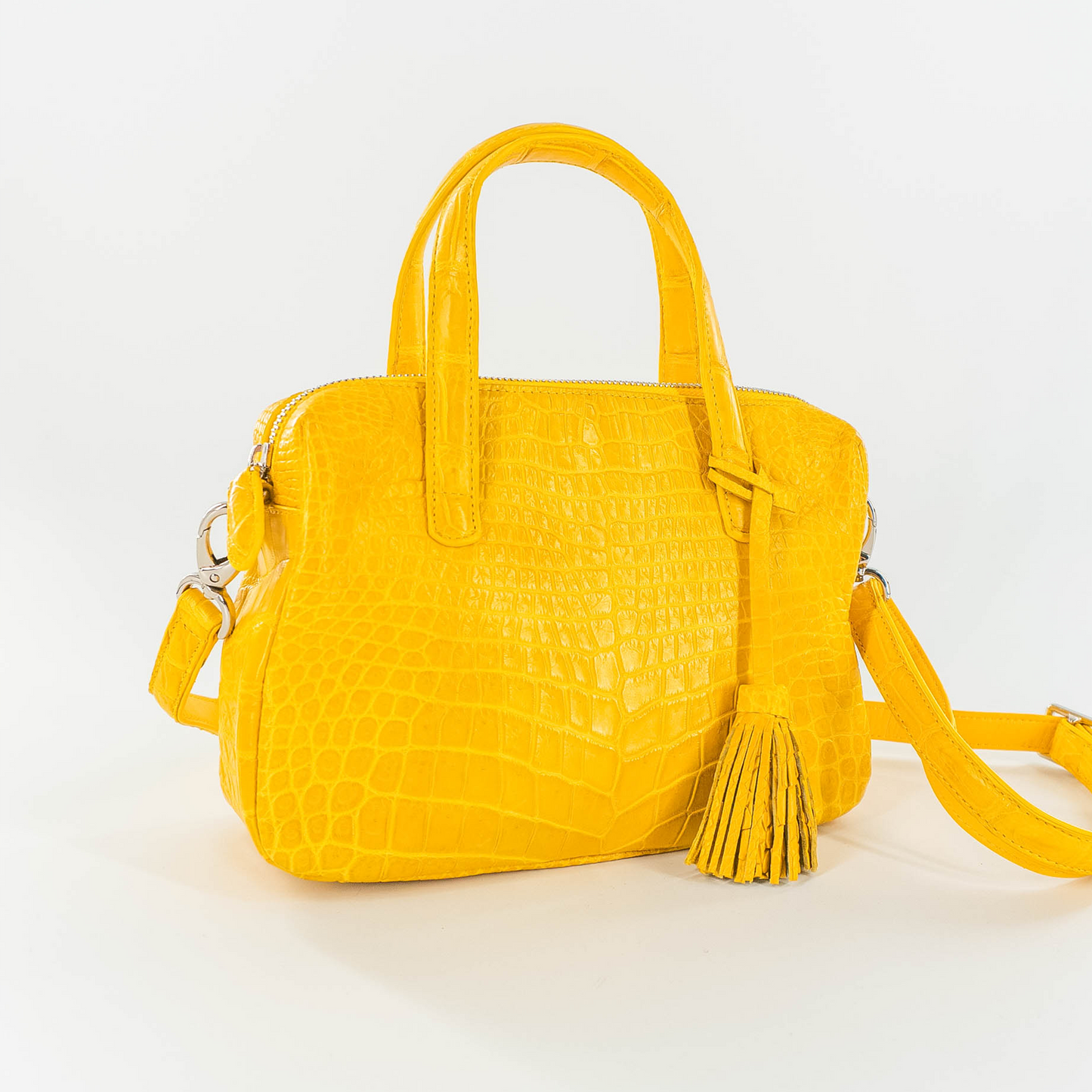 Lily Handbag in Matte Yellow Crocodile Belly Skin