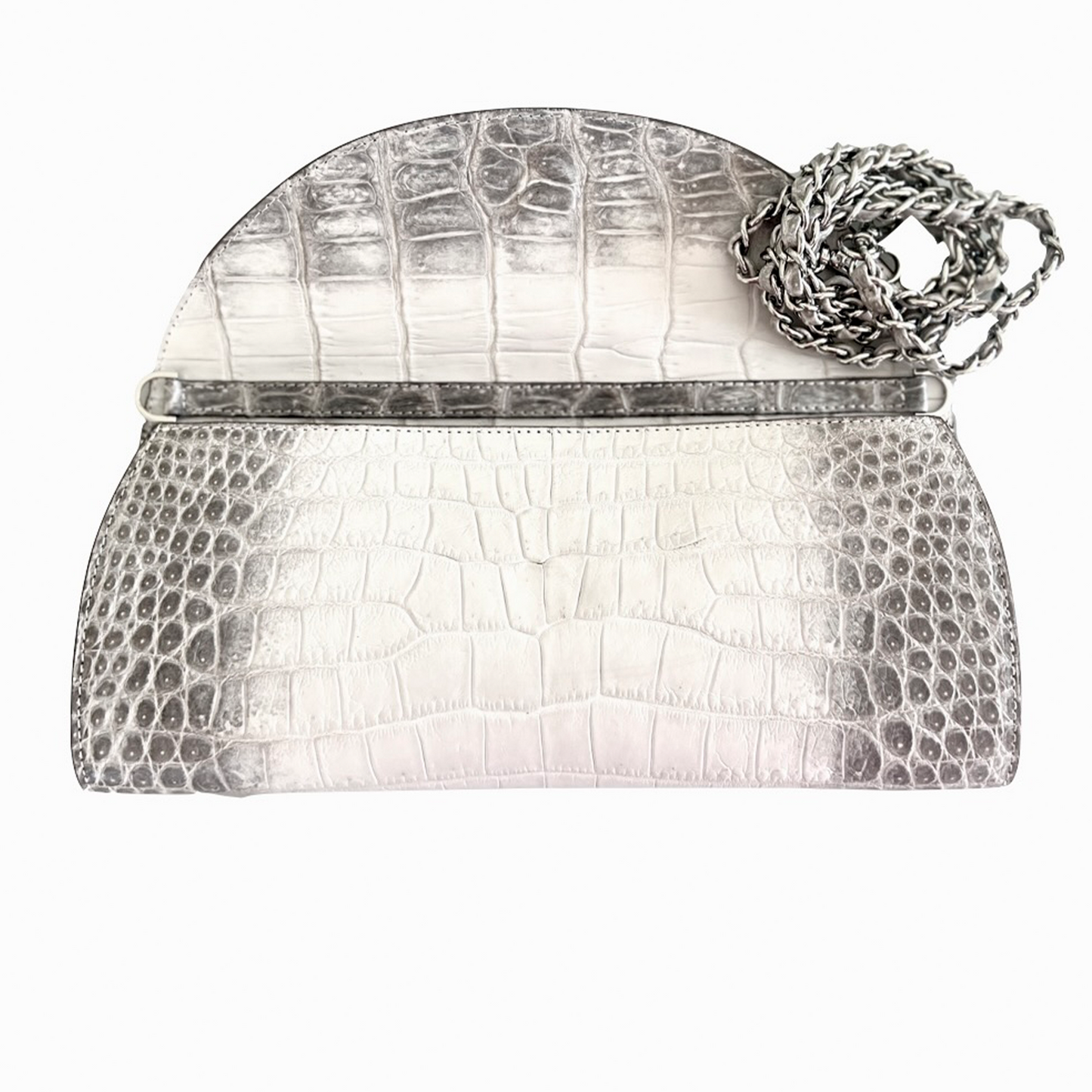 Half Moon Clutch in Himalaya Crocodile Skin