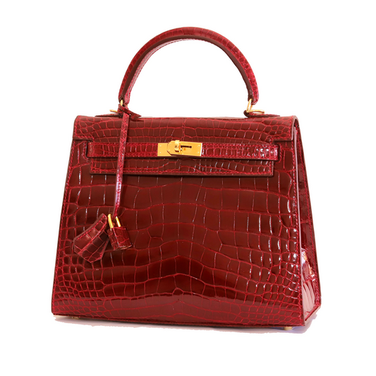Princess Handbag in Red Shiny Crocodile Belly Skin
